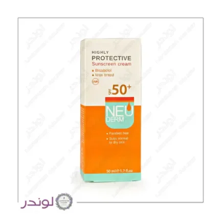 کرم ضد آفتاب رنگ بژ نئودرم SPF50 برای پوست خشک