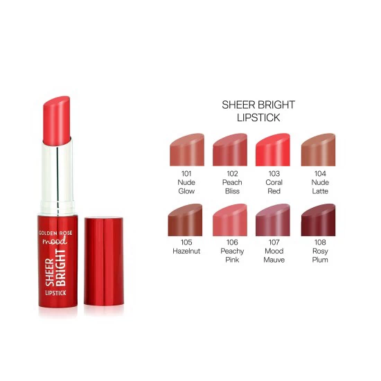 رژ لب جامد گلدن رز مدل Sheer Bright